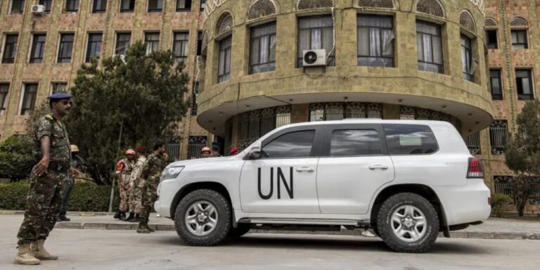 The UN special envoy for Yemen, Hans Grundberg, meets with local officials in Taizz, Yemen, February 12, 2024. (C) 2024 Ahmad Al-BashaAFP via Getty Images